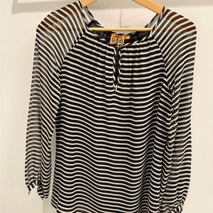 Tory Burch Black and White Striped Women's Top